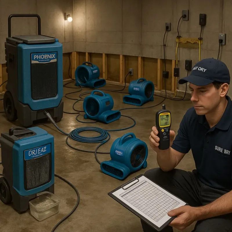 Structural Drying and Dehumidification process in Columbia, CA